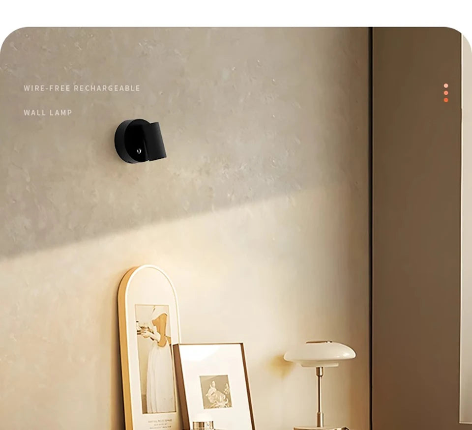 LED Magnetic Rechargeable Wall Lamp – Wireless, No Drilling, Portable Bedside Light