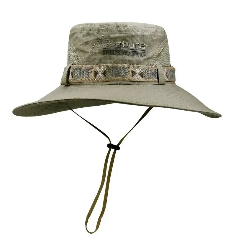 Outdoor UV Protection Wide Brim Bucket Hat for Men – Breathable Safari Hiking Fishing Beach Cap