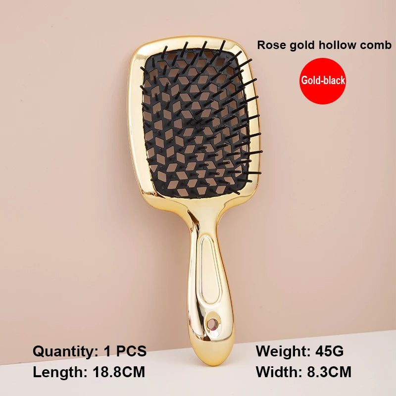 Air Cushion Anti-Static Hair Brush for Wet & Curly Hair, Hollow Out Detangling Comb for Salon Use