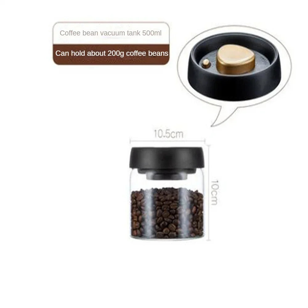 Coffee Beans Vacuum Sealed Glass Storage Jar Airtight Transparent Moisture-Proof Food Container