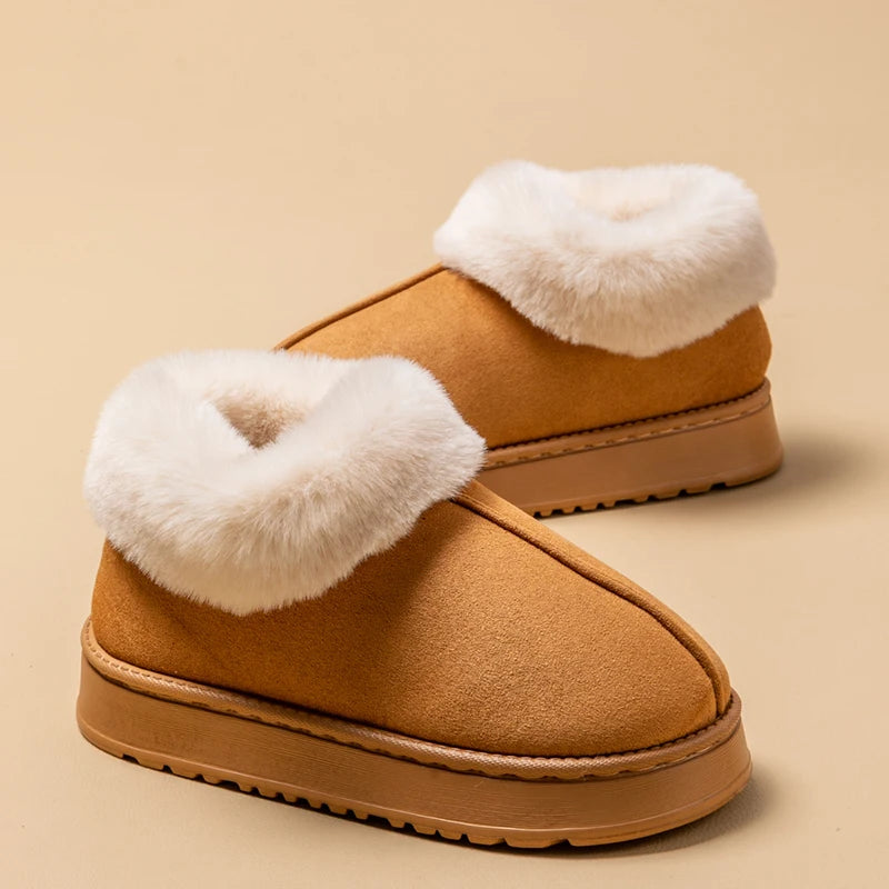 Women's Winter Autumn Non-Slip Indoor Slippers Plush Fleece Lined Warm Cotton House Shoes Comfort