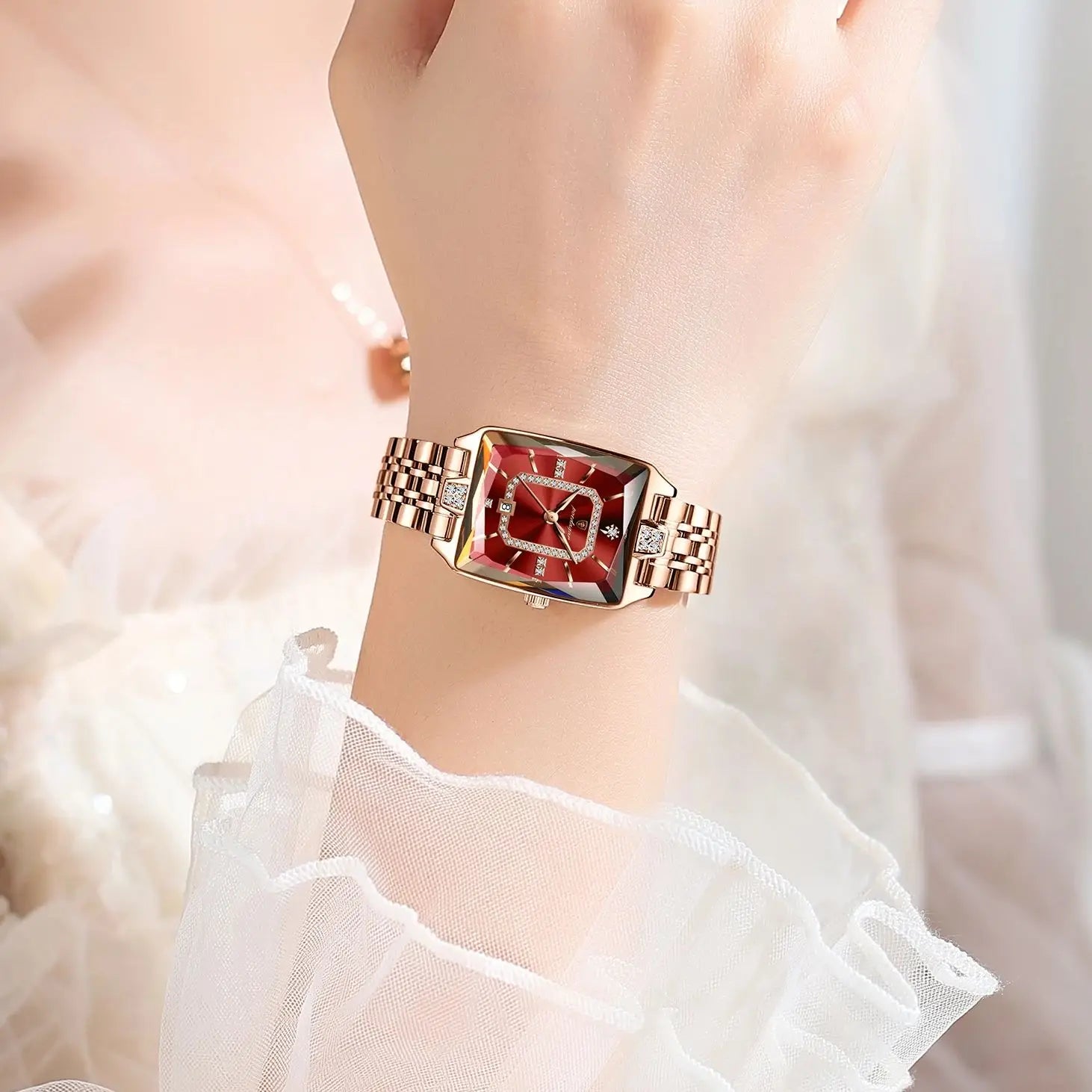 POEDAGAR Women's Luxury Watch Elegant Stainless Steel Waterproof Quartz Wristwatch with Date Display