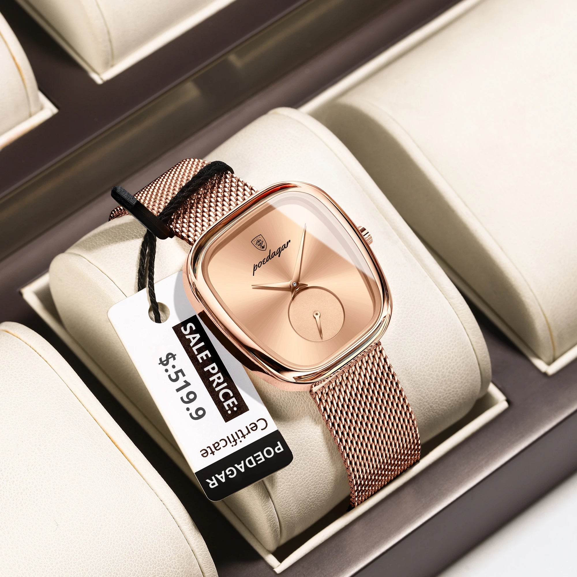 POEDAGAR Elegant Stainless Steel Mesh Ladies Quartz Watch Waterproof Fashion Casual Women’s Reloj