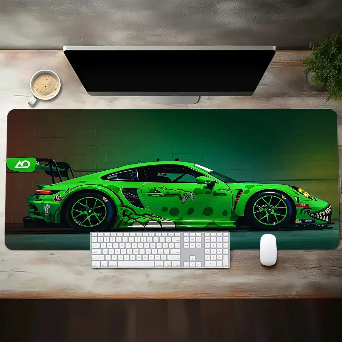 Sports Car Design Gaming Mouse Pad Anti-Slip Rubber Base Extended Desk Mat for Home Office or Gaming