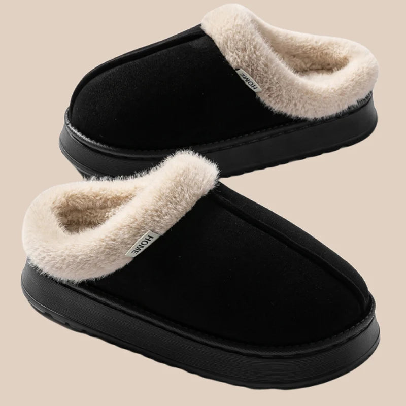 Women's Winter Autumn Non-Slip Indoor Slippers Plush Fleece Lined Warm Cotton House Shoes Comfort