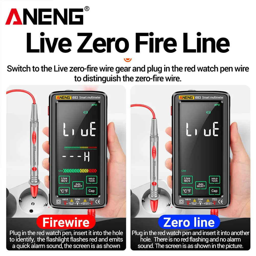 ANENG 683 Smart Digital Multimeter – 6000 Counts, High-End Touch, Rechargeable AC/DC Voltage Tester