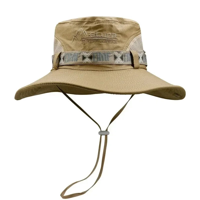 Outdoor UV Protection Wide Brim Bucket Hat for Men – Breathable Safari Hiking Fishing Beach Cap