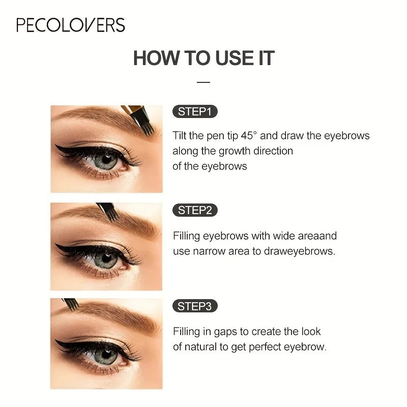 Waterproof Eyebrow Tattoo Pen with 4 Split Tip Liquid Applicator for Natural Long-Lasting Brows