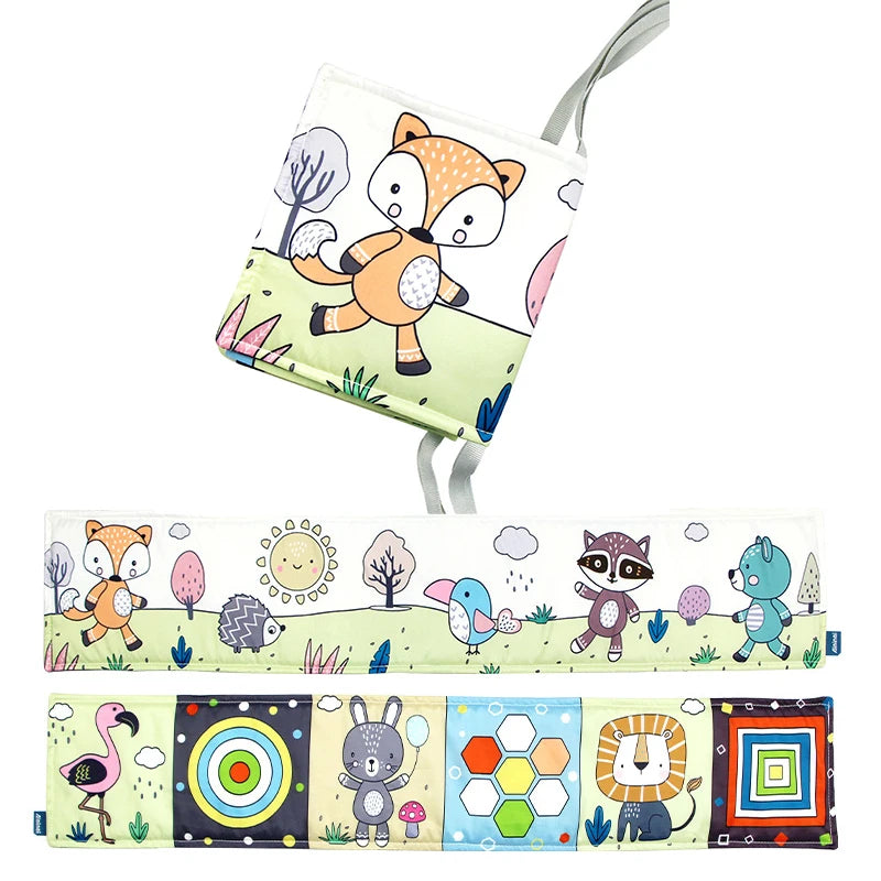 QWZ Soft Baby Cloth Books 3D Touch Feel High Contrast Sensory Stroller Toy for Newborns & Infants