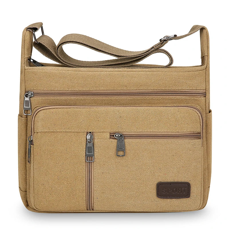 Men's Canvas Shoulder Bag Casual Tote Crossbody Travel Messenger Handbag Fashion High Quality
