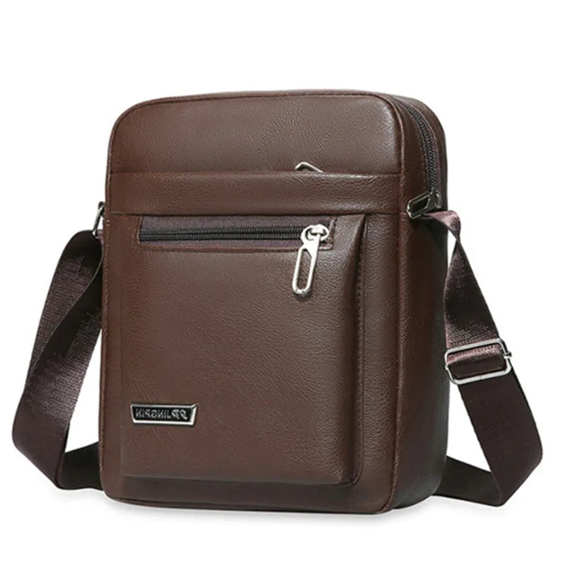 MEN'S VINTAGE PU LEATHER CROSSBODY BAG Waterproof Large Capacity Messenger Shoulder Handbag