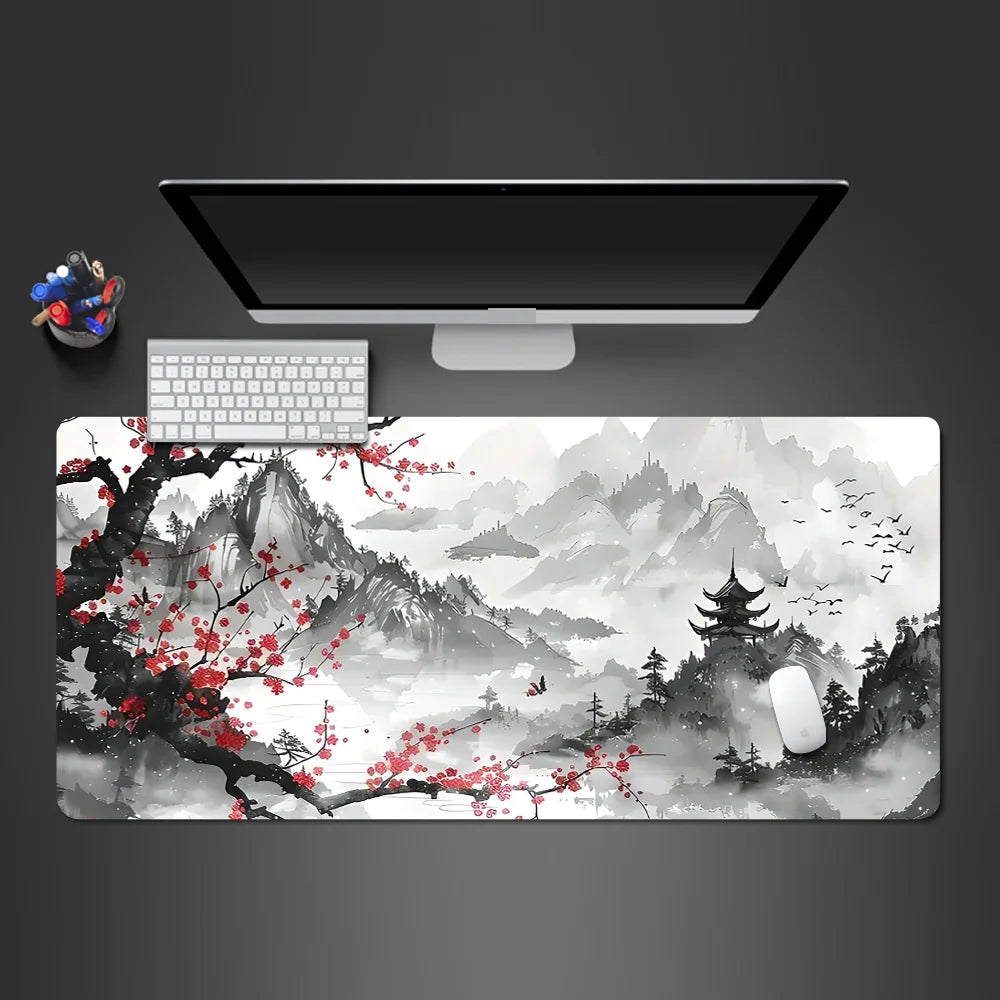 Sakura Landscape Large Desk Mouse Pad in Varied Sizes for Gaming Accuracy and Office Productivity