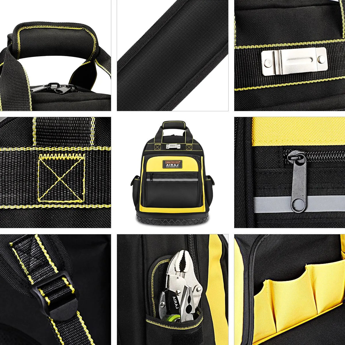 Waterproof Tool Backpack Heavy Duty Tool Bag with Rubber Base Organiser for Electricians Plumbers