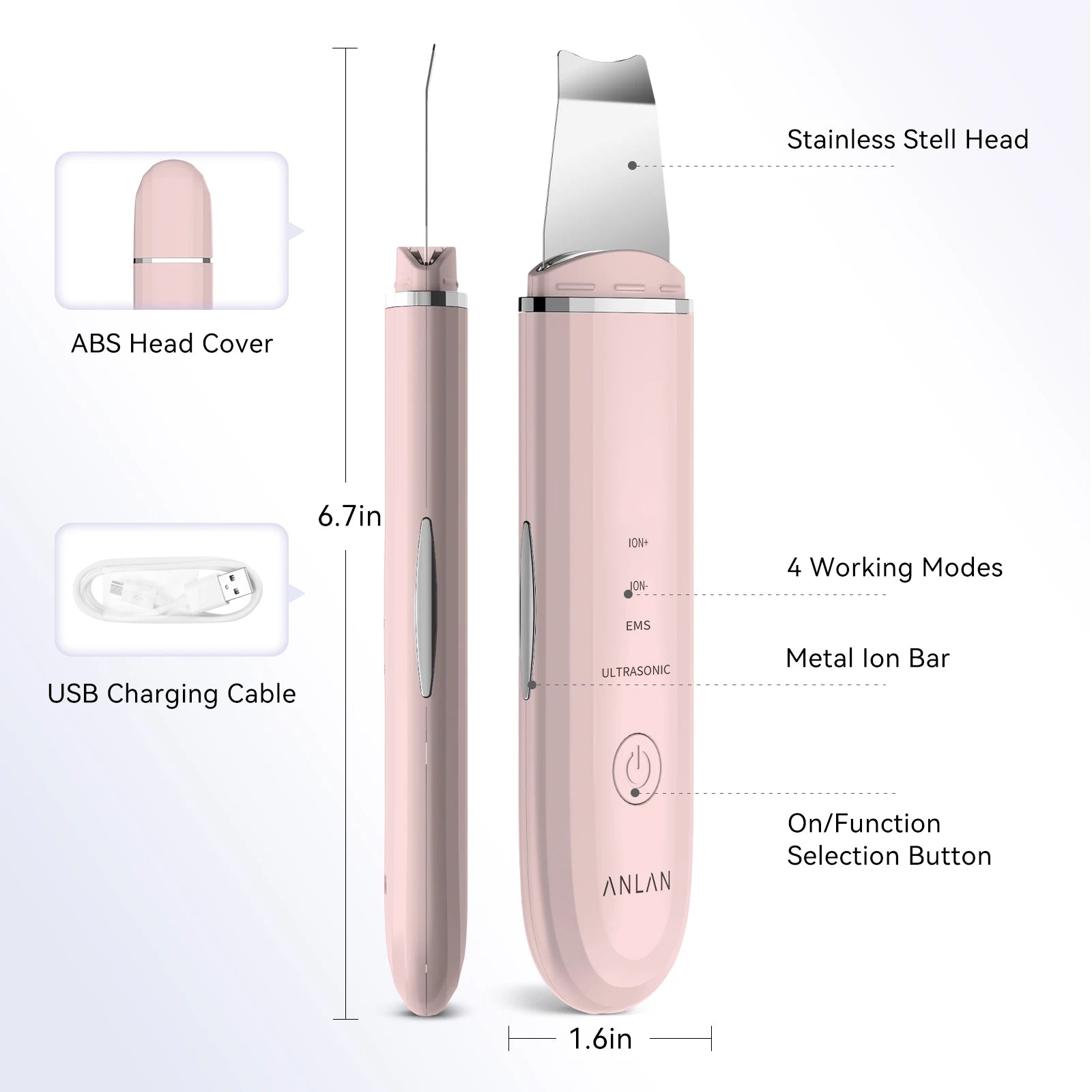 ANLAN Ultrasonic Skin Scrubber Deep Facial Cleansing Device with Ion Care and EMS Lifting