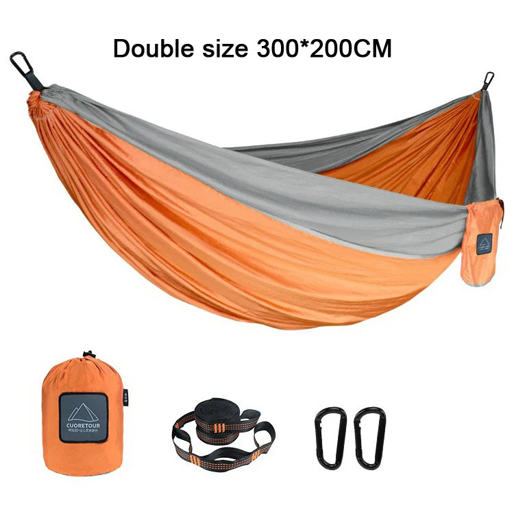 Portable Nylon Parachute Hammock Single & Double Sizes for Camping, Hiking, Travel and Outdoor Usage