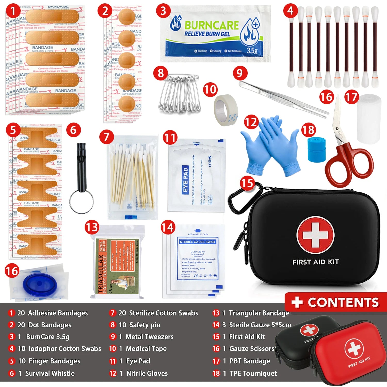 PREMIUM FIRST AID KIT 103PCS Multi-purpose Emergency Medical Bag for Camping, Hiking & Home Use