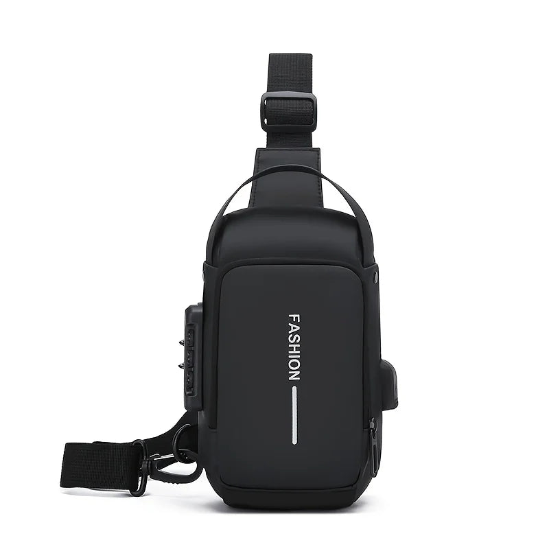 Durable Oxford Fabric Men's Sling Bag – Stylish Motorcycle Crossbody Chest Pack with Phone Pocket