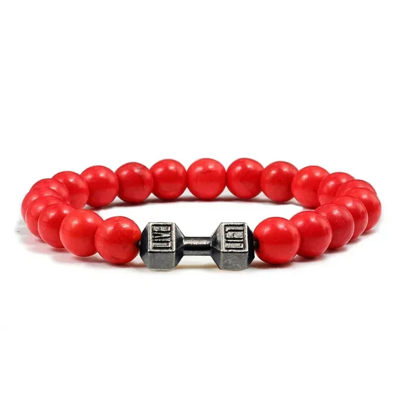 Lava Bracelet – Black Volcanic Stone with Matte Dumbbell Beads