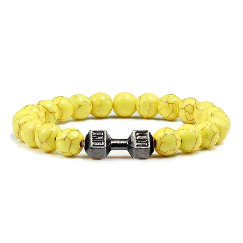 Lava Bracelet – Black Volcanic Stone with Matte Dumbbell Beads
