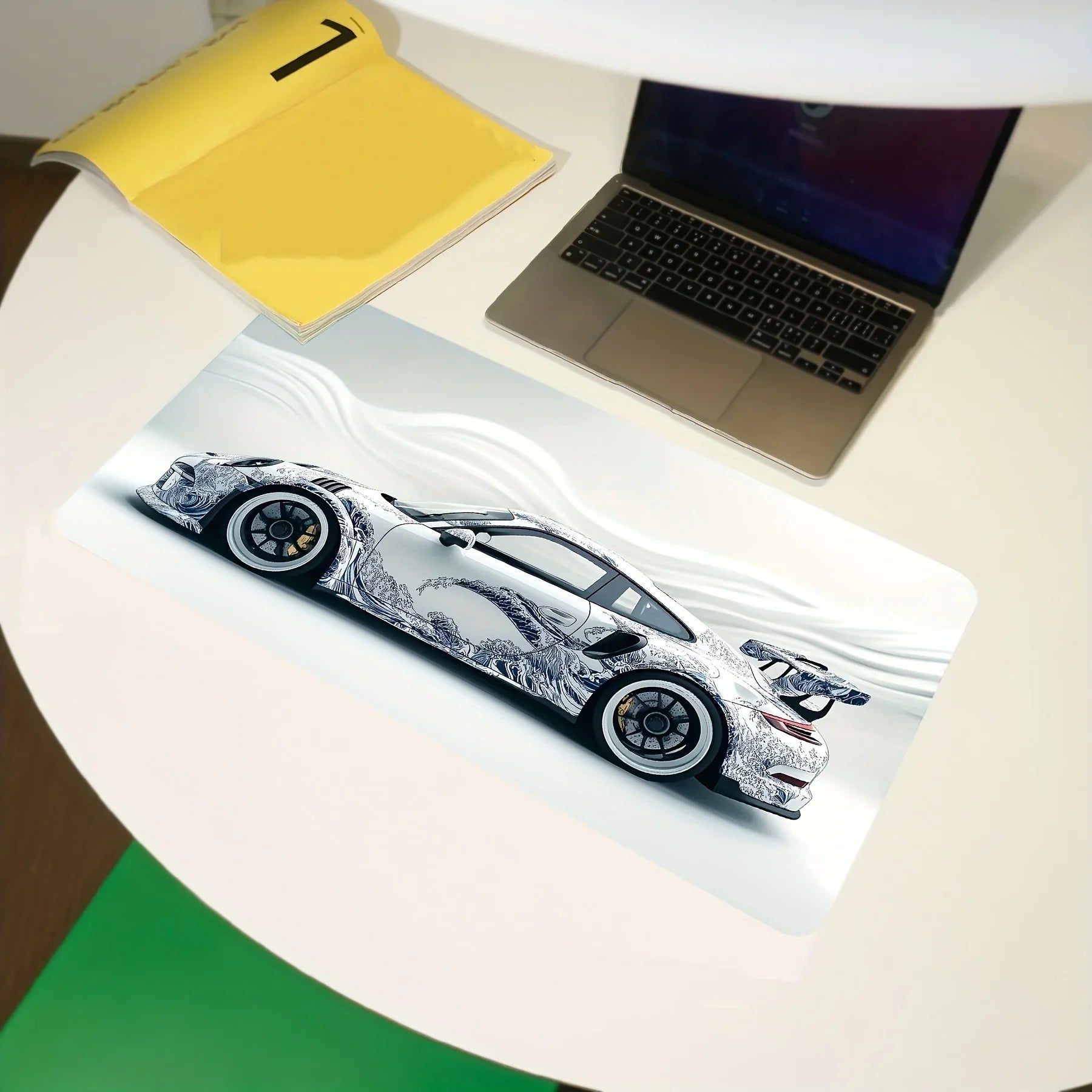 Sports Car Design Gaming Mouse Pad Anti-Slip Rubber Base Extended Desk Mat for Home Office or Gaming