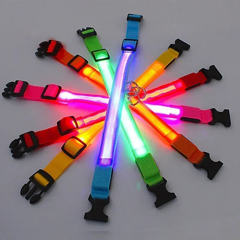 LED GLOWING DOG COLLAR Adjustable Rechargeable Flashing Luminous Night Safety Harness for Dogs