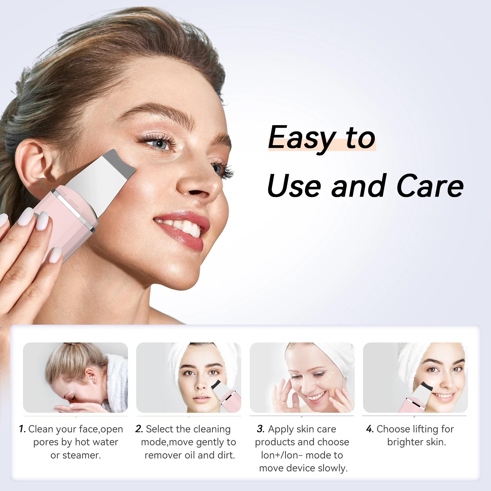 ANLAN Ultrasonic Skin Scrubber Deep Facial Cleansing Device with Ion Care and EMS Lifting