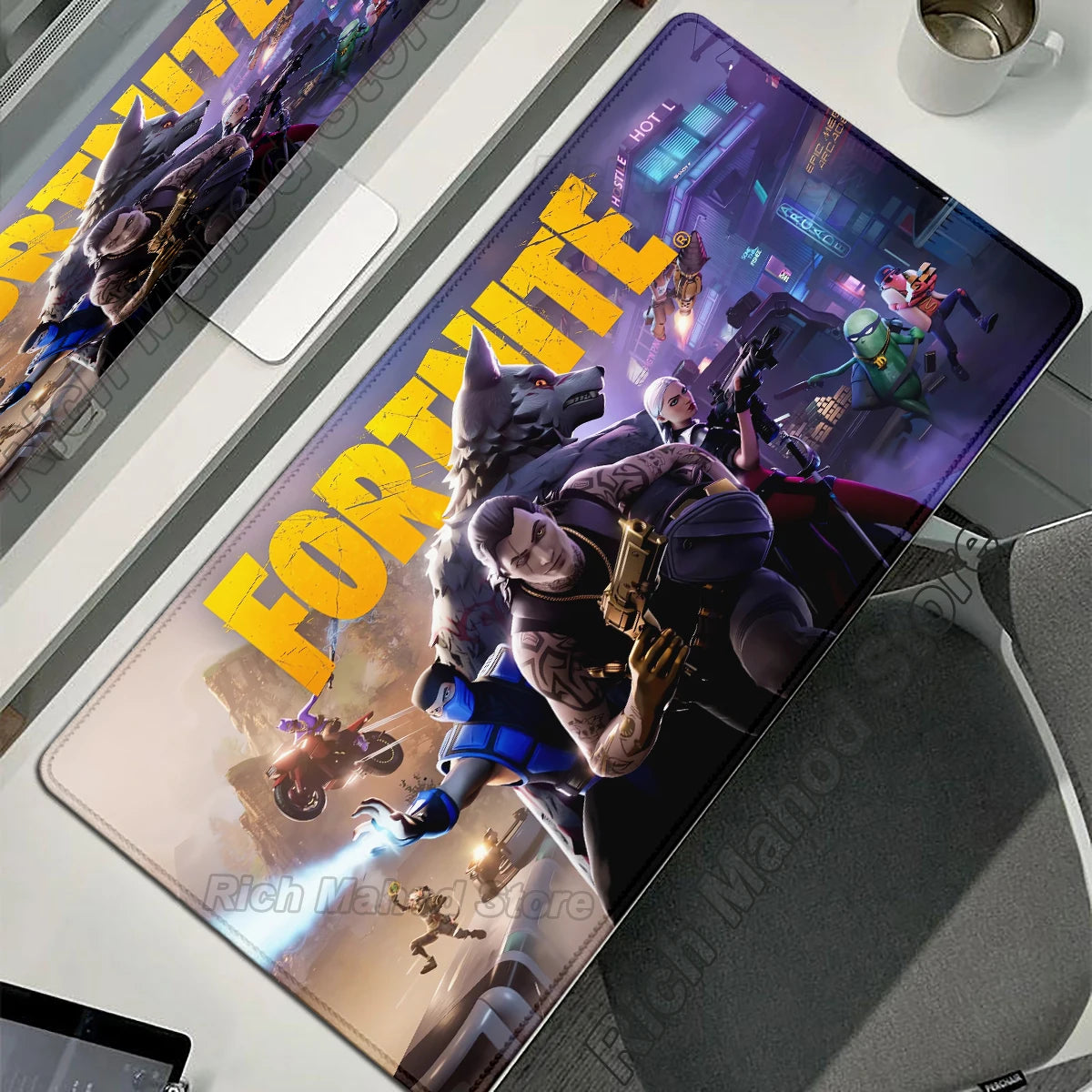 MINISO Fortnite Gaming Mouse Pad Deskmat with Smooth Superfine Fibre Surface and Non-Slip Base