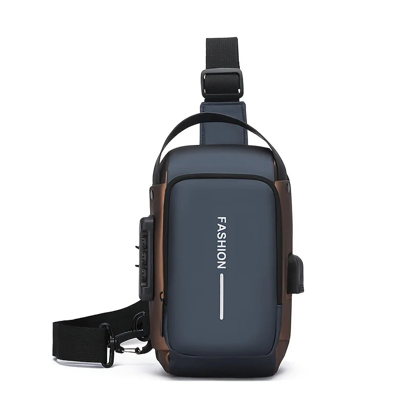 Durable Oxford Fabric Men's Sling Bag – Stylish Motorcycle Crossbody Chest Pack with Phone Pocket