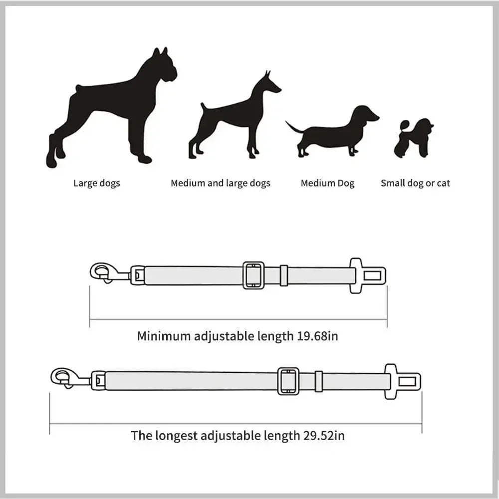 Adjustable Pet Car Seat Belt for Dogs & Cats, Safety Harness Lead Clip Vehicle Seatbelt