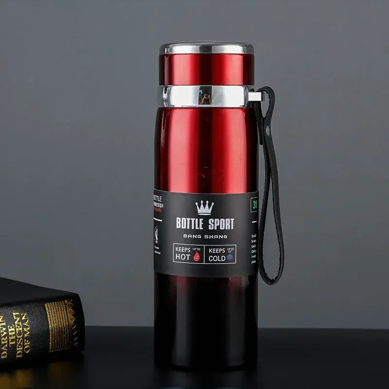 Thermal Water Bottle 1000ml – Stainless Steel Vacuum Flask Keeps Drinks Hot or Cold 12h