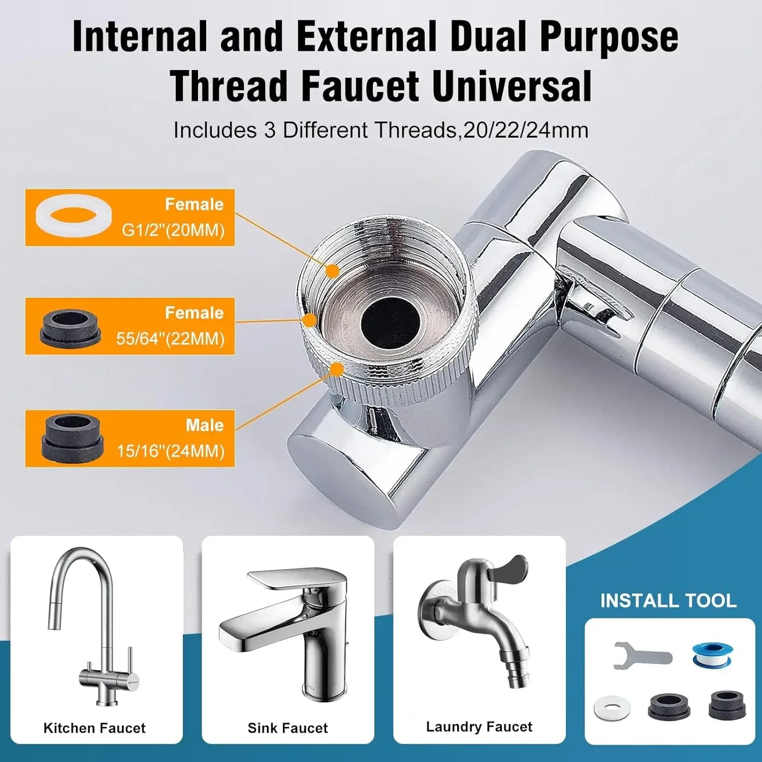 1440° Swivel Robotic Arm Faucet Aerator with Retractable Extension Universal Fit and Dual Flow Modes