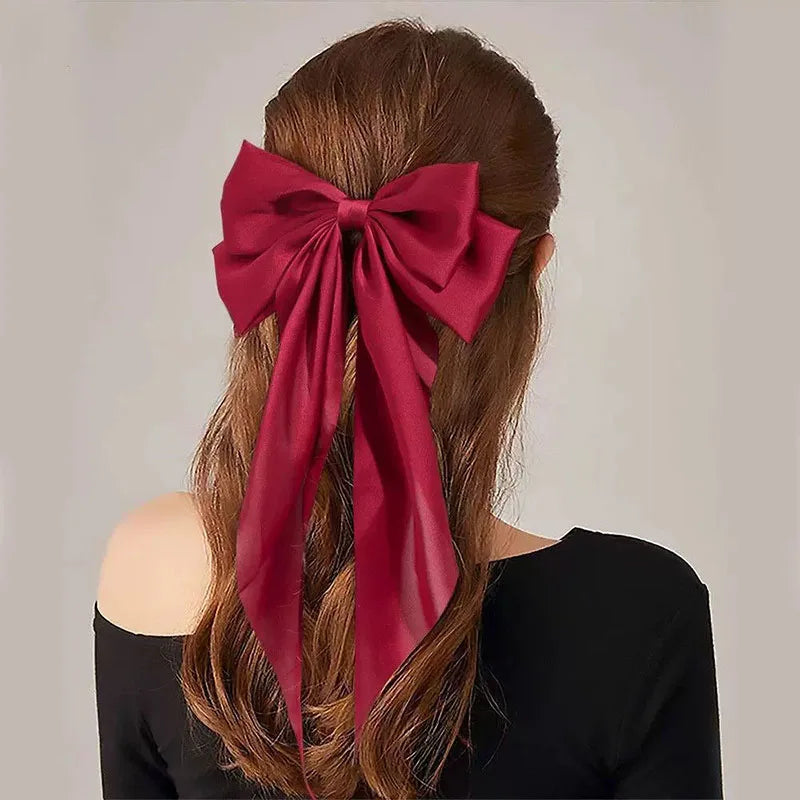 Elegant Large Satin Bow Hair Clip for Women and Girls Solid Colour Fashion Hair Accessory UK