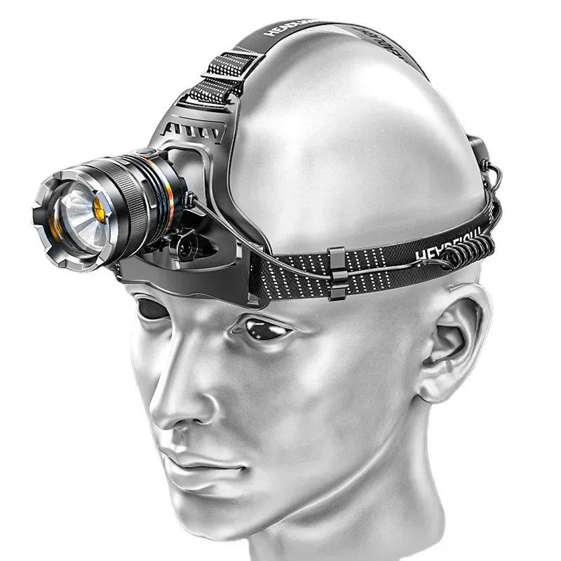 Powerful LED headlamp rechargeable XHP50 sensor zoom high lumen fishing camping outdoor light