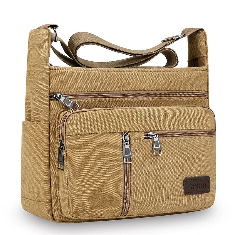 Men's Canvas Shoulder Bag Casual Tote Crossbody Travel Messenger Handbag Fashion High Quality