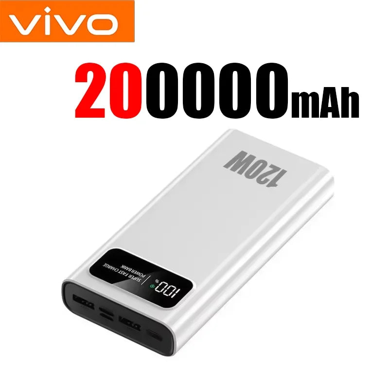 VIVO 200000mAh High Capacity 120W Super Fast Charging Power Bank LED Display for iPhone Xiaomi Samsung