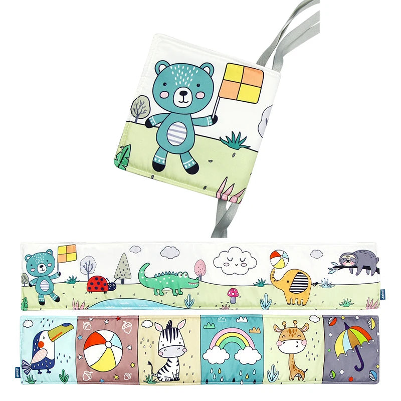 QWZ Soft Baby Cloth Books 3D Touch Feel High Contrast Sensory Stroller Toy for Newborns & Infants