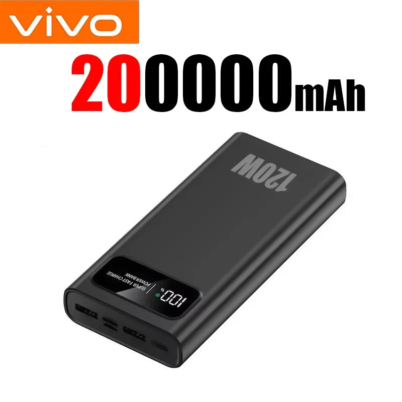 VIVO 200000mAh High Capacity 120W Super Fast Charging Power Bank LED Display for iPhone Xiaomi Samsung