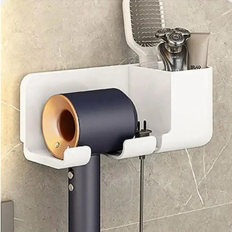 1PC Hair Dryer Storage Rack – Wall Mounted, No-Drill Bathroom Organizer