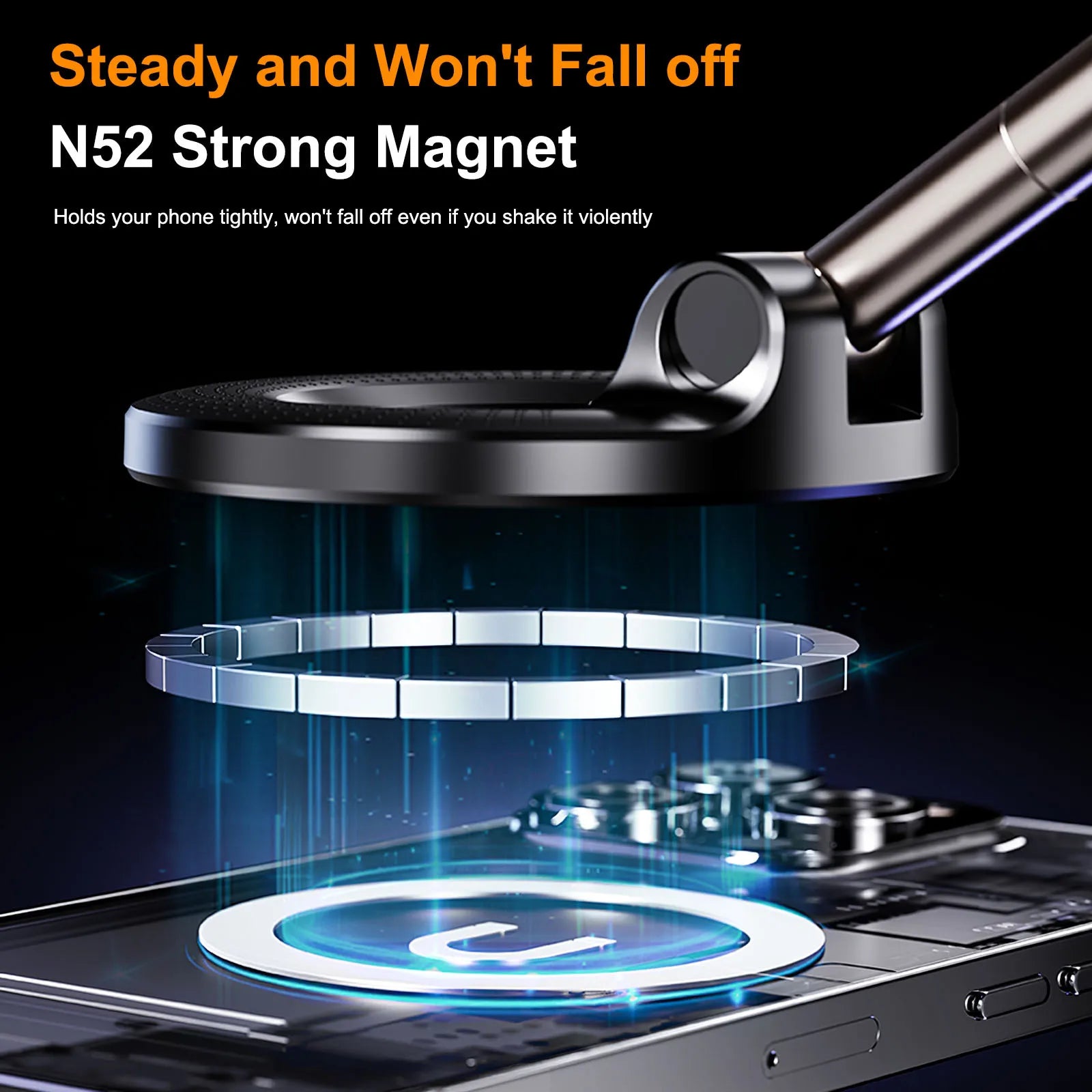 CAR MOUNT Electric Vacuum Magnetic Phone Holder Foldable Strong Suction Stand for iPhone 12-16