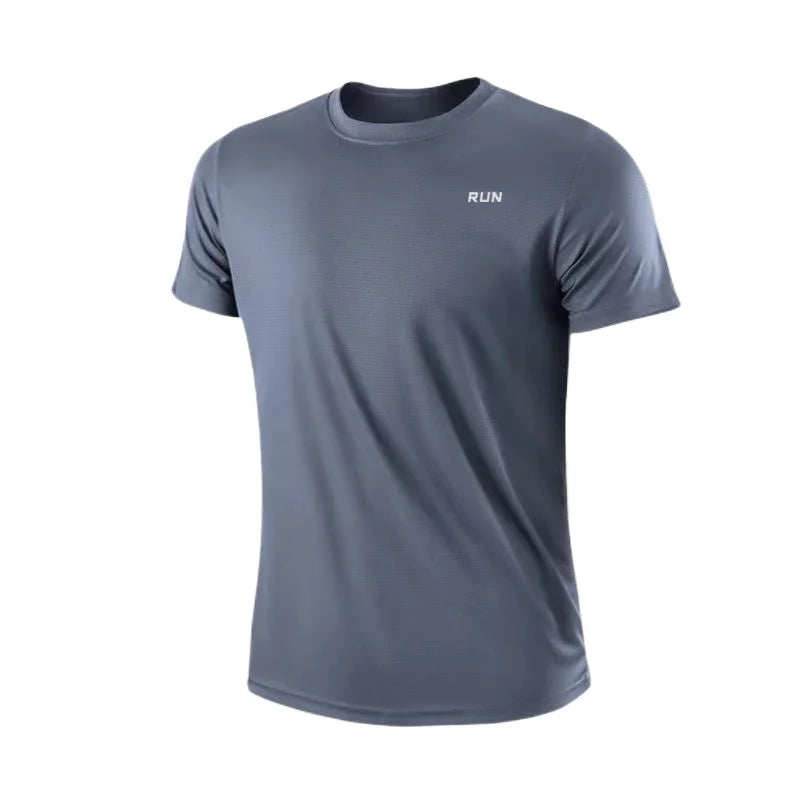 Men's Polyester Quick Dry Gym T-Shirt Short Sleeve Moisture-Wicking Running Training Sports Top