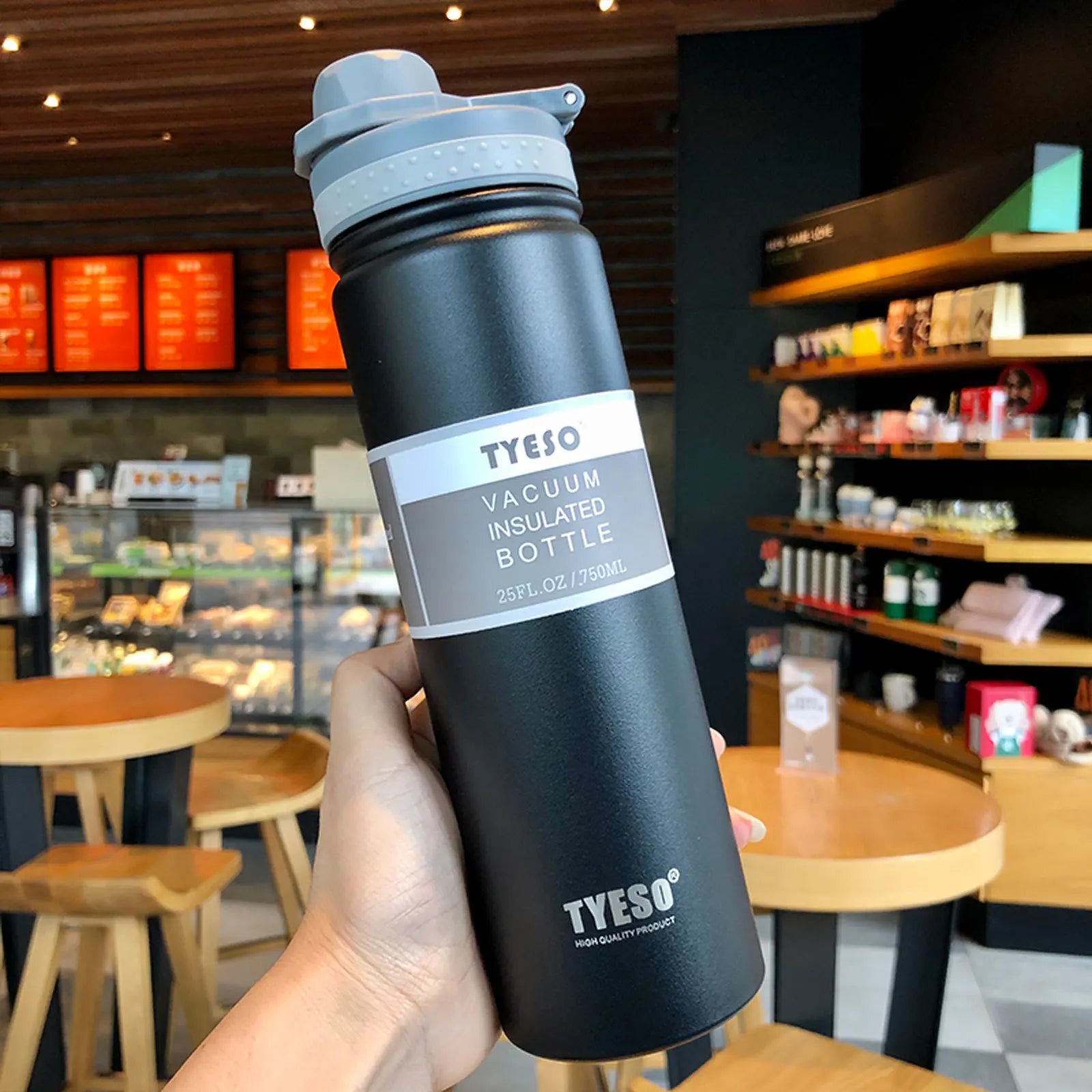 TYESO Stainless Steel Vacuum Thermos Bottle 530ml 750ml Insulated Travel Flask for Coffee
