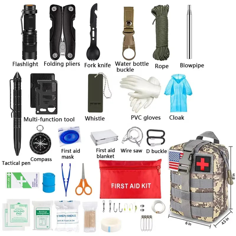 Survival First Aid Kit Full Outdoor MOLLE Trauma Bag for Camping, Hiking & Emergency Preparedness