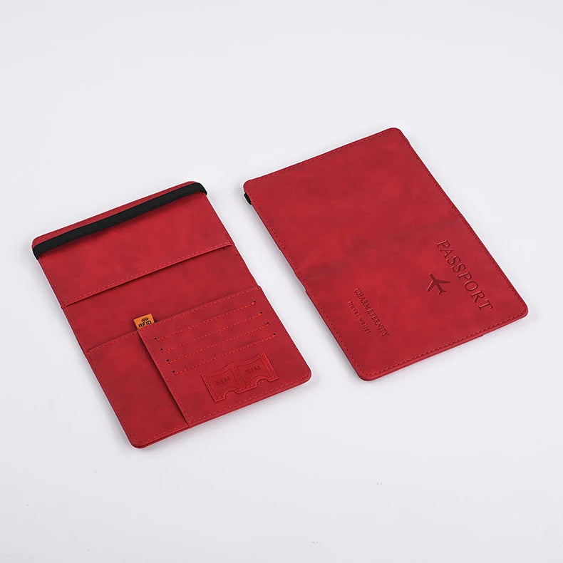 Men PU Leather Passport Wallet Travel Document Holder Card Case for Business & Leisure