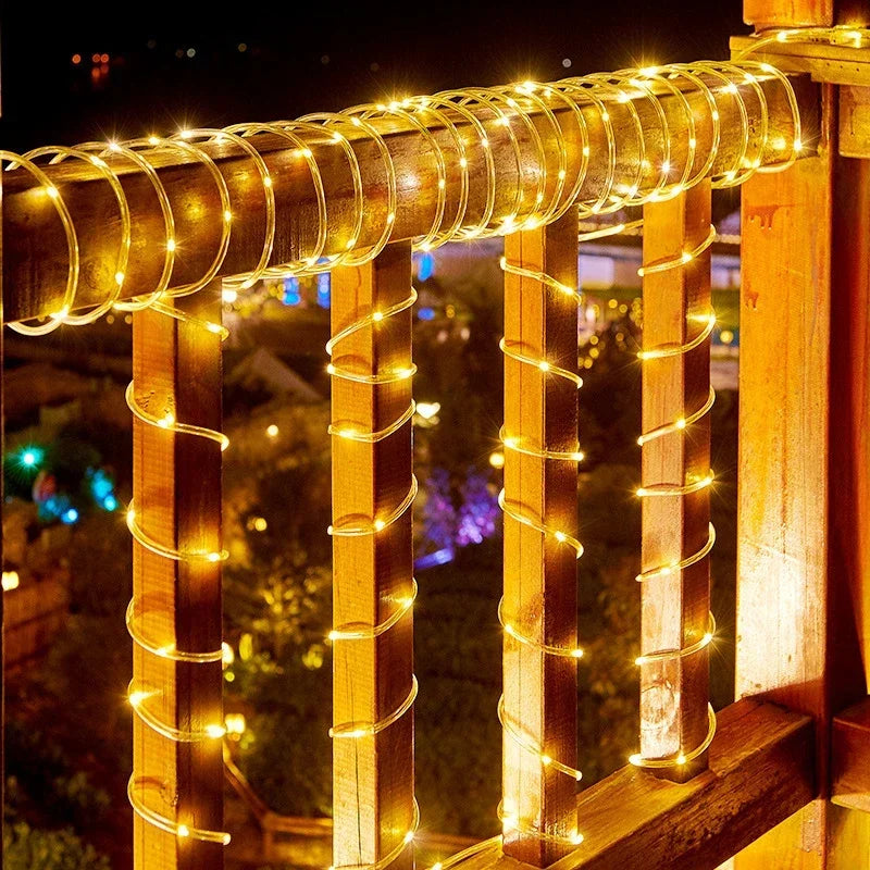 Solar Rope Lights Outdoor LED Waterproof String Lighting with 8 Modes for Garden Path Deck Patio