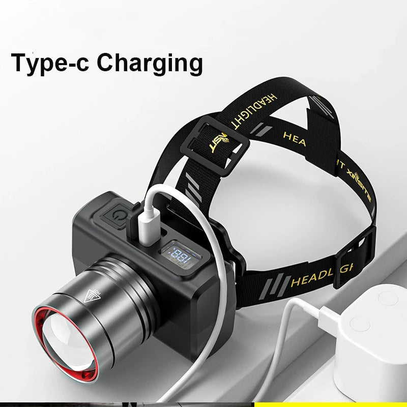 Rechargeable Super Bright LED Headlamp with Motion Sensor Waterproof Outdoor Camping Light