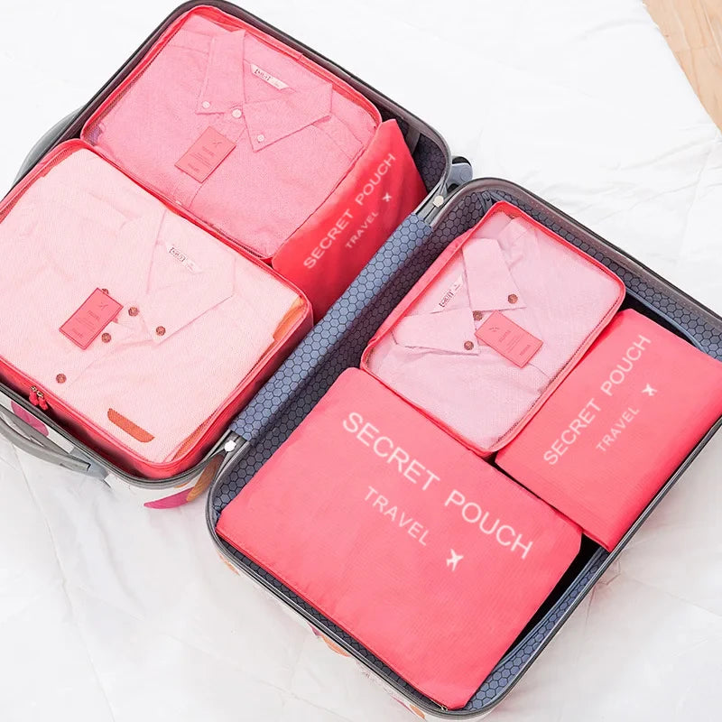 6PCS Travel Packing Cubes Set Large Capacity Luggage Organiser Bags Oxford Travel Storage Set