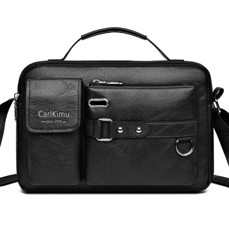 MEN'S Retro Messenger Bag Waterproof PU Leather Laptop Briefcase Large Capacity for Office Travel