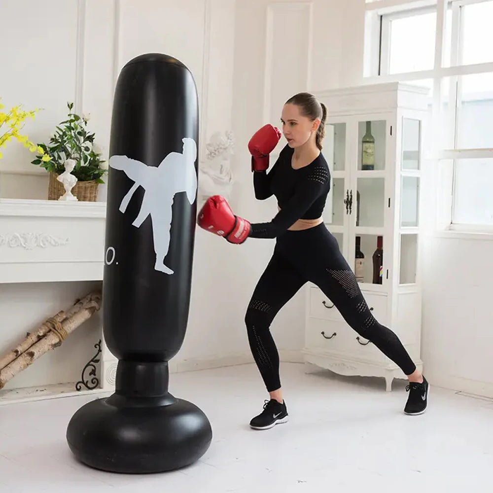 Inflatable Boxing Punching Bag 160cm Free Standing KO Style Martial Arts Training Column