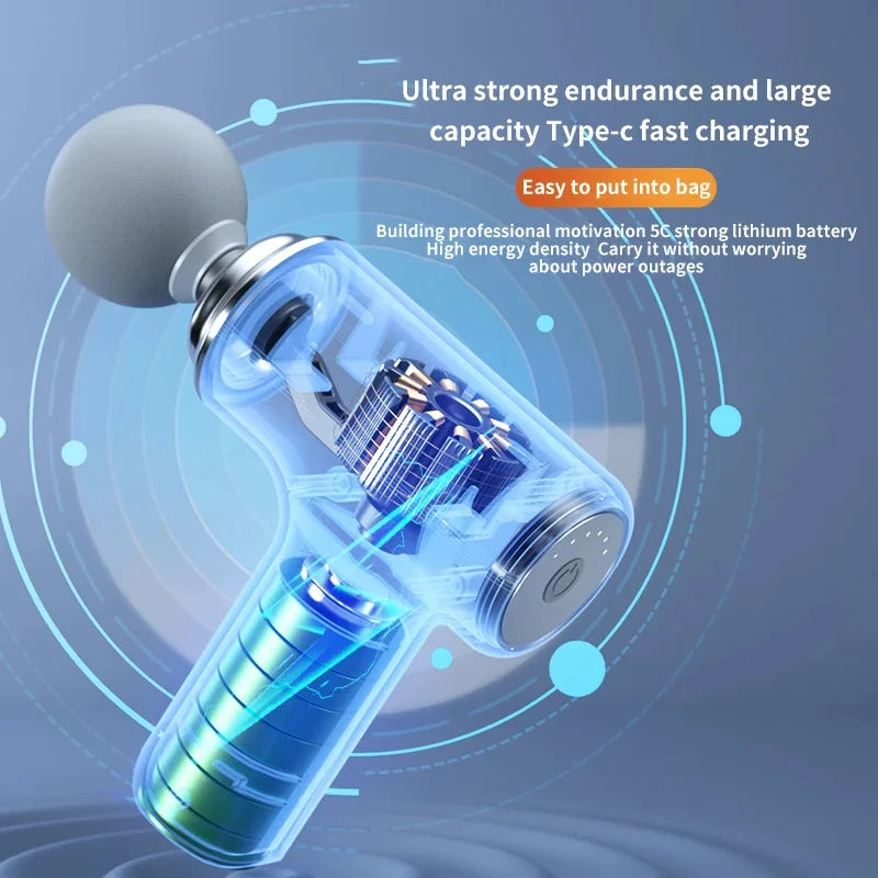 Portable AI Fascial Massage Gun Electric Percussion Massager with 4 Heads for Full Body Relaxation
