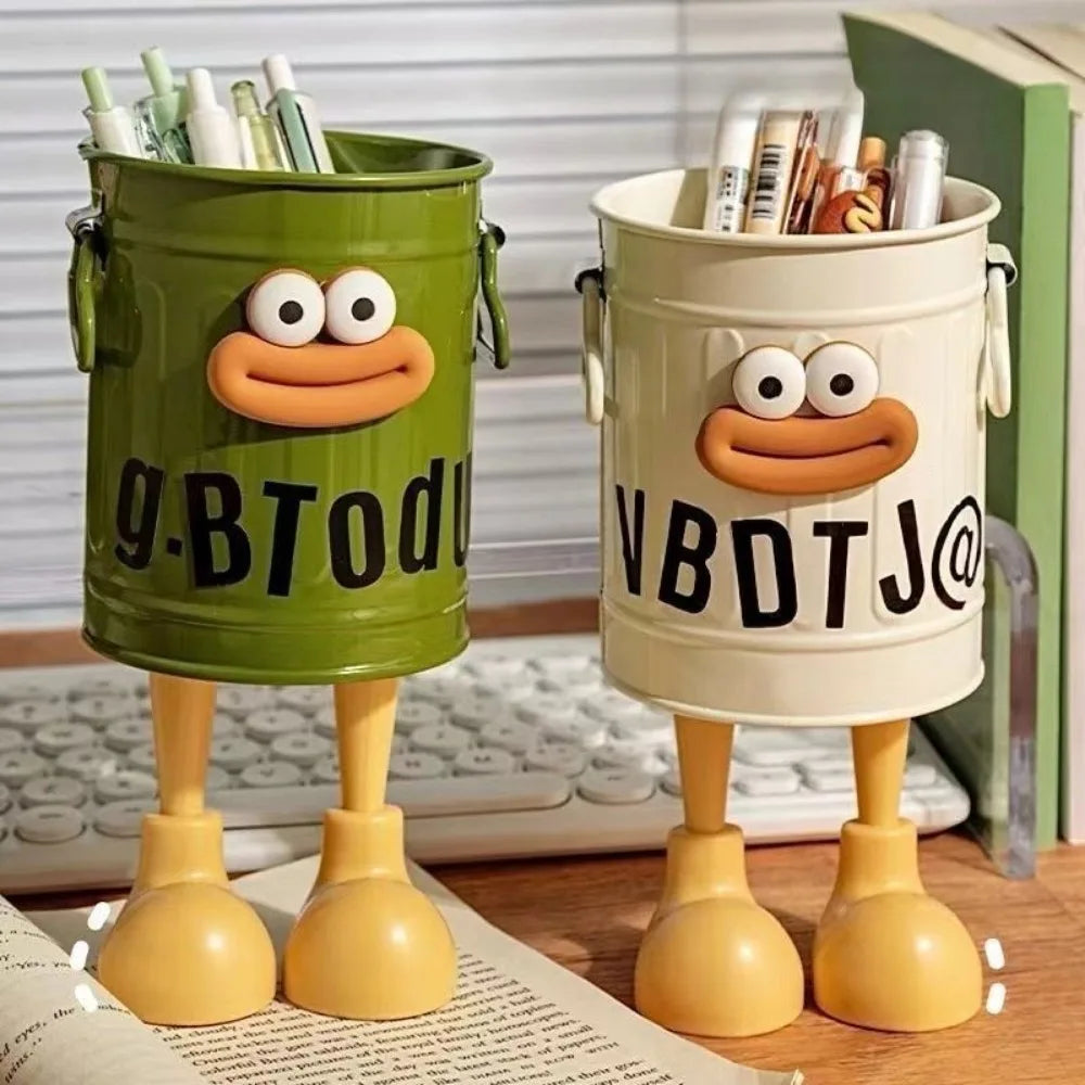 CARTOON PEN HOLDER - Simple Office & Desk Storage with Random Letter Stickers